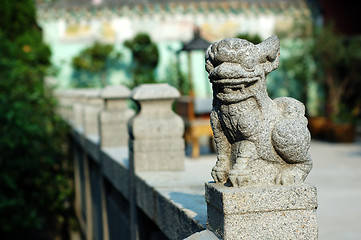 Image showing Stone lion of Chinese temple