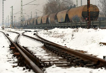 Image showing Railroad tracks in the snow