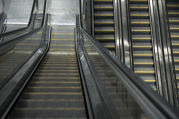 Image showing Moving escalator in the business center