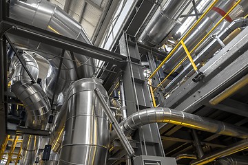 Image showing Industrial pipes in a thermal power plant