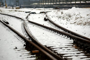 Image showing Railroad tracks in the snow