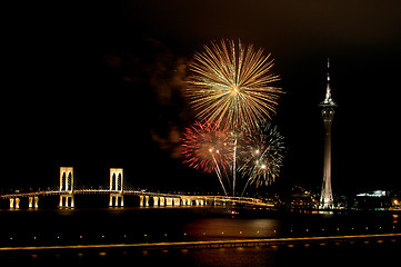 Image showing Celebration of New Year with fireworks