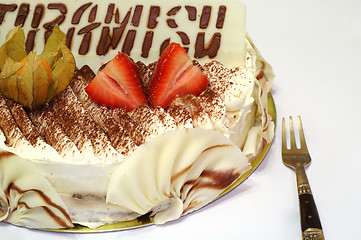 Image showing Birthday cake of Tiramisu