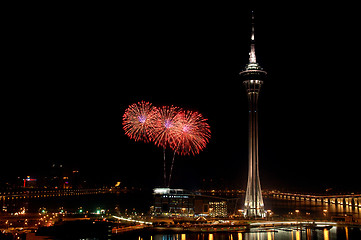 Image showing Celebration of New Year with fireworks