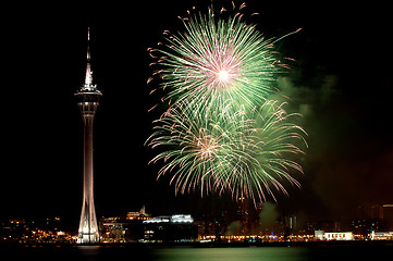 Image showing Celebration of New Year with fireworks