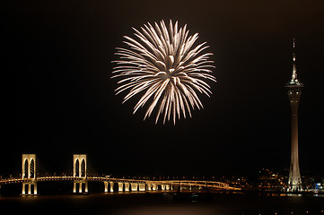 Image showing Celebration of New Year with fireworks