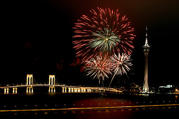 Image showing Celebration of New Year with fireworks