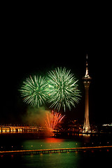 Image showing Celebration of New Year with fireworks