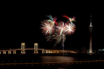 Image showing Celebration of New Year with fireworks