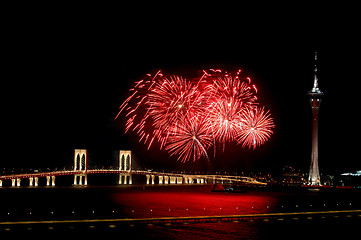 Image showing Celebration of New Year with fireworks