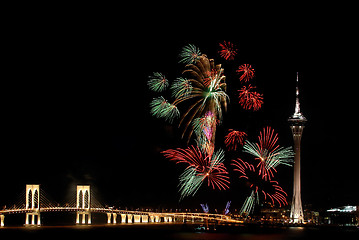 Image showing Celebration of New Year with fireworks