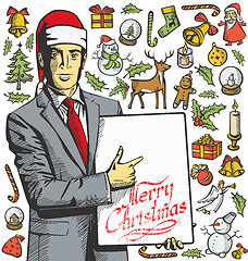 Image showing Christmas Card With Man