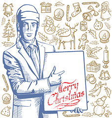 Image showing Christmas Card With Man
