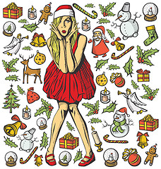 Image showing Christmas Card With Woman