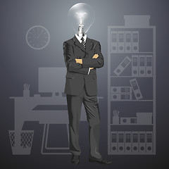 Image showing Lamp Head Businessman In Suit