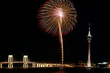 Image showing Celebration of New Year with fireworks