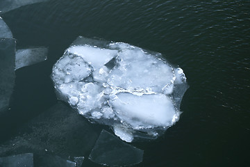 Image showing Texture of river ice photographed