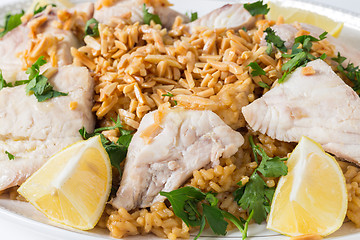 Image showing Lebanese fish rice and nuts