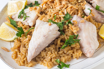 Image showing Lebanese fish rice and nuts