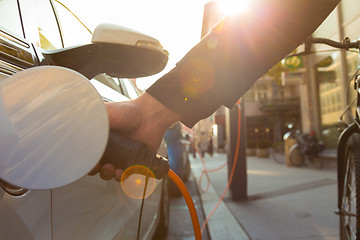 Image showing Electric Car in Charging Station.