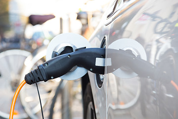 Image showing Electric Car in Charging Station.