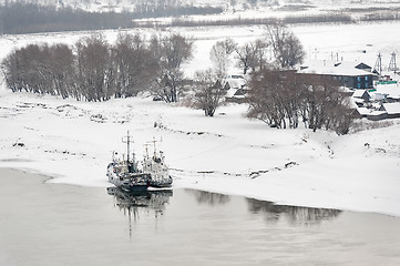 Image showing Fish breeding plant at winter season