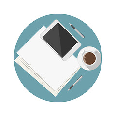 Image showing Flat vector icon for blogger work table