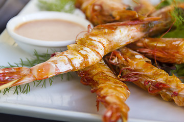 Image showing Grilled Skewered Shrimps