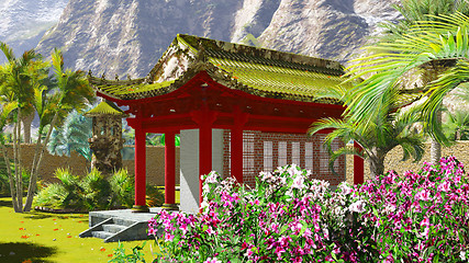 Image showing Buddhist shrine in the mountains 