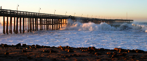 Image showing Ocean Wave Storm Pier