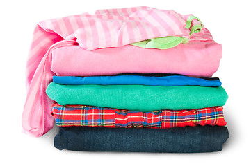 Image showing Stacked And Crumpled Multicolored Clothes