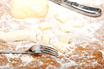 Image showing making fresh Italian potato gnocchi