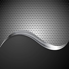 Image showing Abstract perforated metal background and steel wave