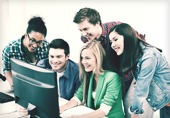 Image showing students with computer studying at school