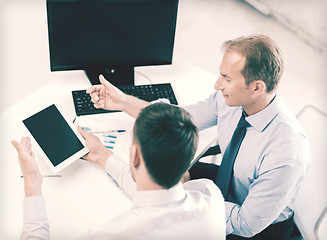 Image showing businessmen with notebook and tablet pc