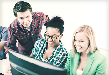 Image showing students with computer studying at school