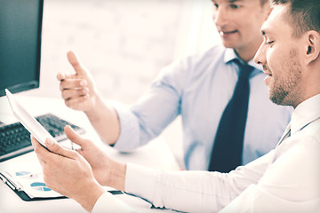 Image showing businessmen with notebook and tablet pc