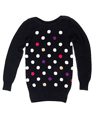 Image showing Black sweater with a pattern of polka dots