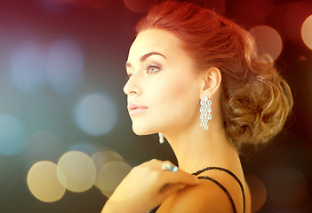 Image showing woman with diamond earrings