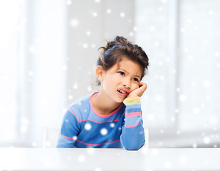 Image showing sad or tired little girl indoors