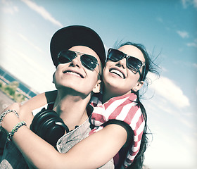 Image showing teenagers having fun outside