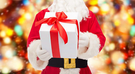 Image showing man in costume of santa claus with gift box