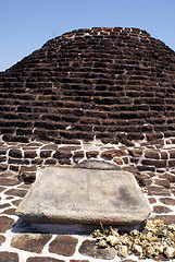 Image showing Brick stupa and Buddha's footprint