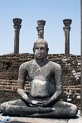 Image showing Buddha, wall and pillars