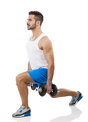 Image showing Athletic man lifting weights