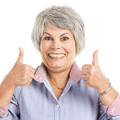 Image showing Elderly woman with thumbs up