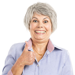 Image showing Elderly woman with thumbs up