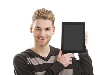 Image showing Man holding a tablet