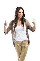 Image showing Woman with thumbs up