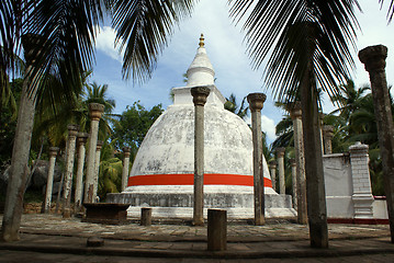 Image showing White stupa in forest